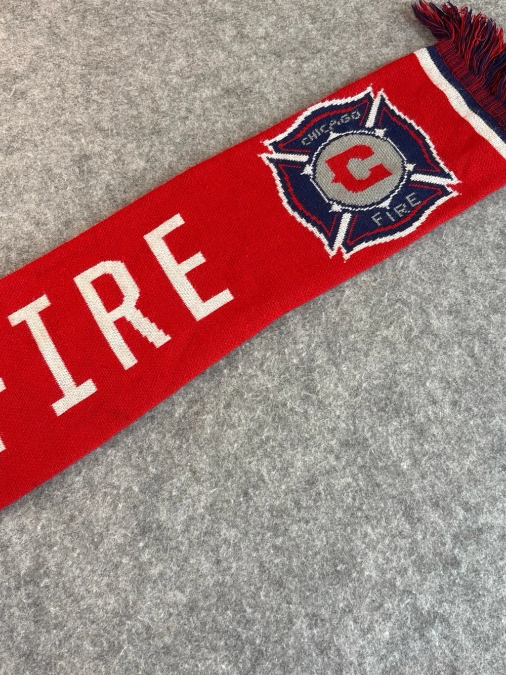 Chicago Red Knit Scarf with White Lettering